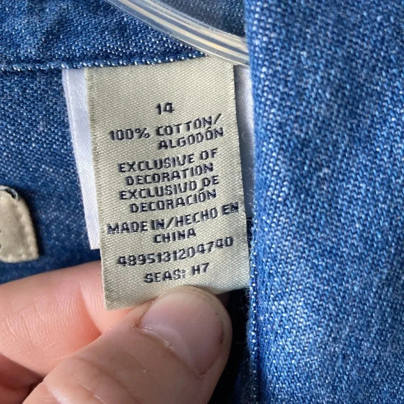 Classic Elements Halloween Embroidered Chambray Button Down Women Sz 14 Teachers - Picture 6 of 8